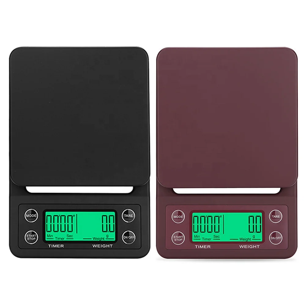 Portable Stainless Kitchen Scale Digital Timer Scale Food Balance Weight Scale for for Drip Coffee Black/Chocolate Color