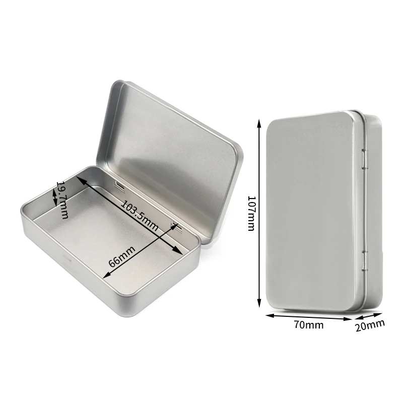 Hot selling reusable Square Metal Box Tin Condom tin Box with Hinged Lid