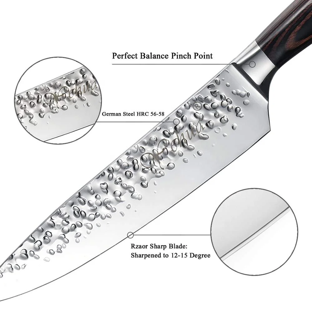 Professional 8 inch High Carbon Stainless Steel Paaka Wood Handle Kitchen Chef Knife