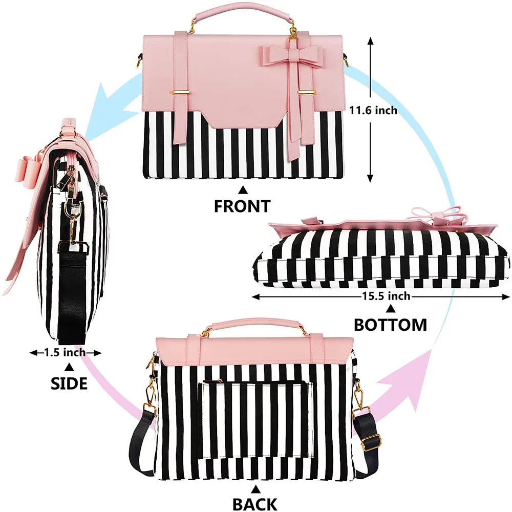 Custom Pink Ladies Slim Notebook Briefcase OEM Lightweight Laptop Sleeve Bag Women Laptop Bag with Rfid Pocket