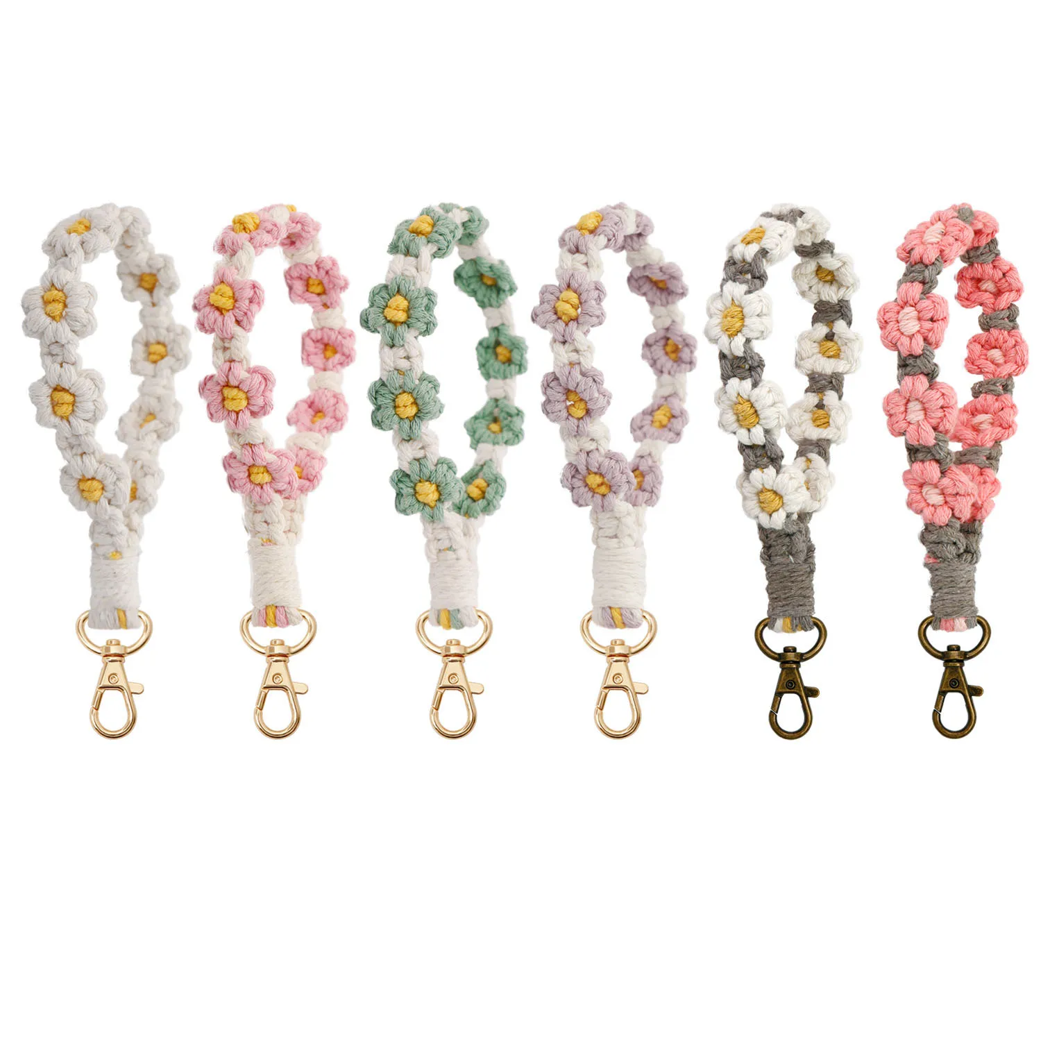 Designer Handbags Accessories Phone Chain Ladies Bohemia Bag Knitting Flower Macrame Keychain Wristlet Wrist Lanyard For Keys