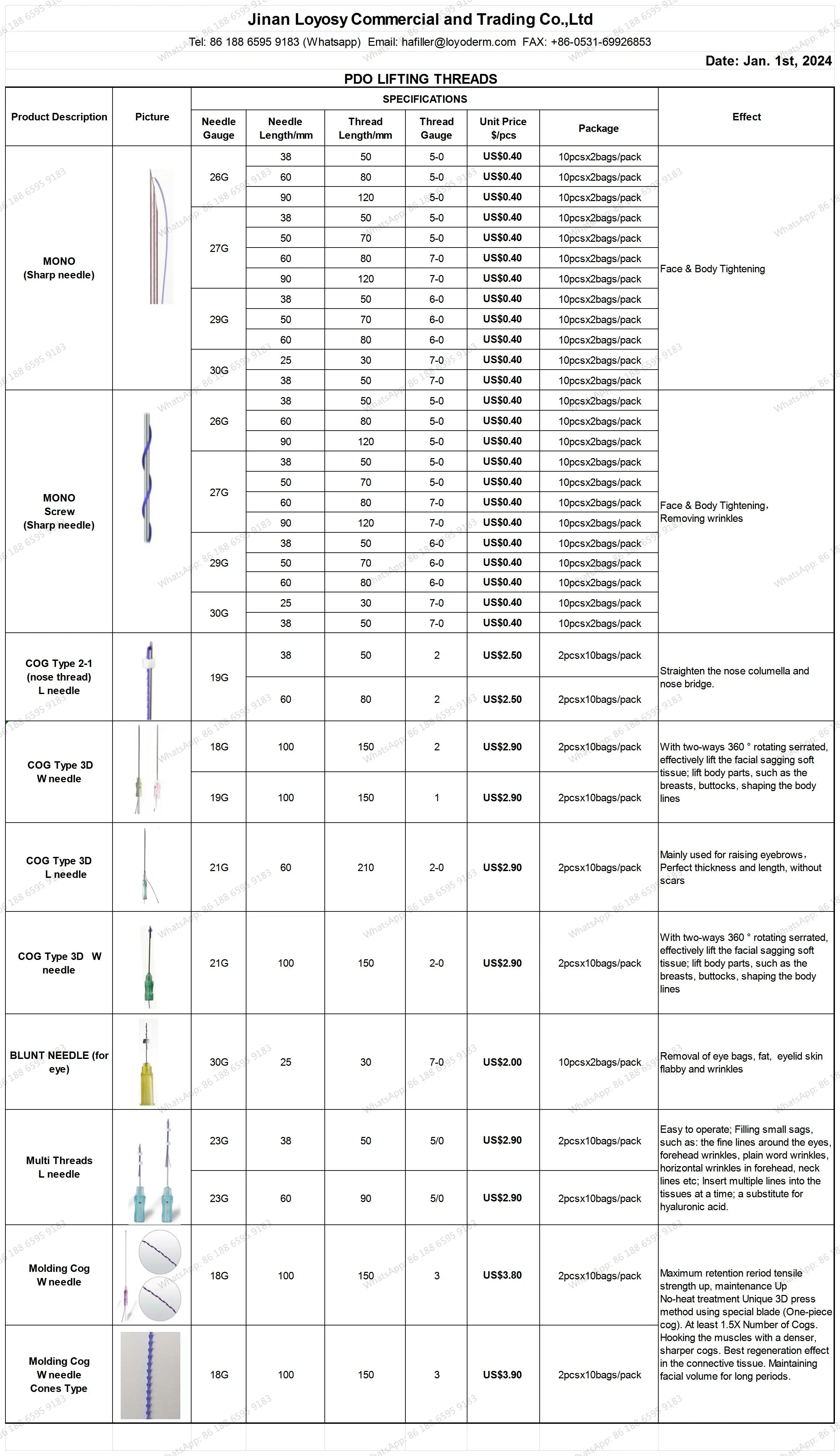 Top Selling Mesotherapy Plastic Surgical Sutures V Line Lifting Face Collagen Mono Pdo Thread