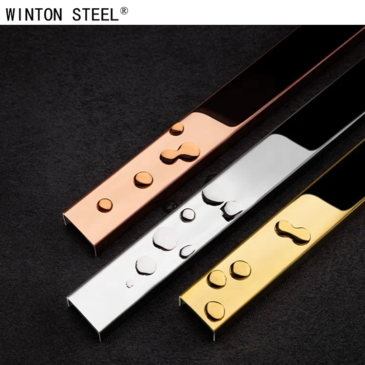 U Profile Edge Border Shaped Stainless Steel Decorative Strips Stainless Steel Ceramic Tile Trim For Wall Corner
