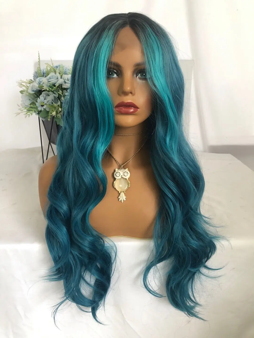 Razer Beautiful Ombre Colorful Long high heat Synthetic hair Lace Front Wigs