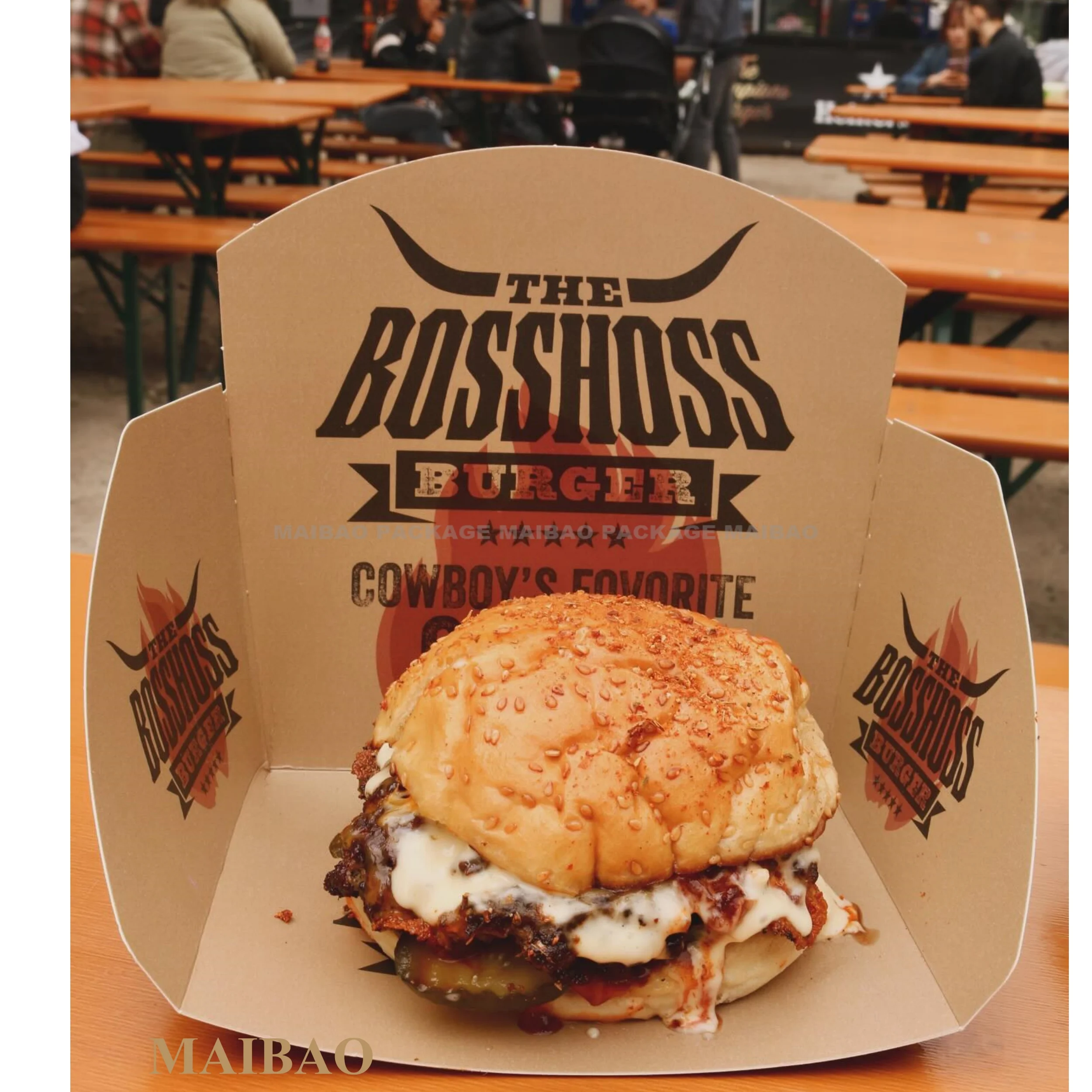 Wholesale Disposable Food Container Brown Kraft Wax Paper Food Tray For Hot Dog Snack Fast Food