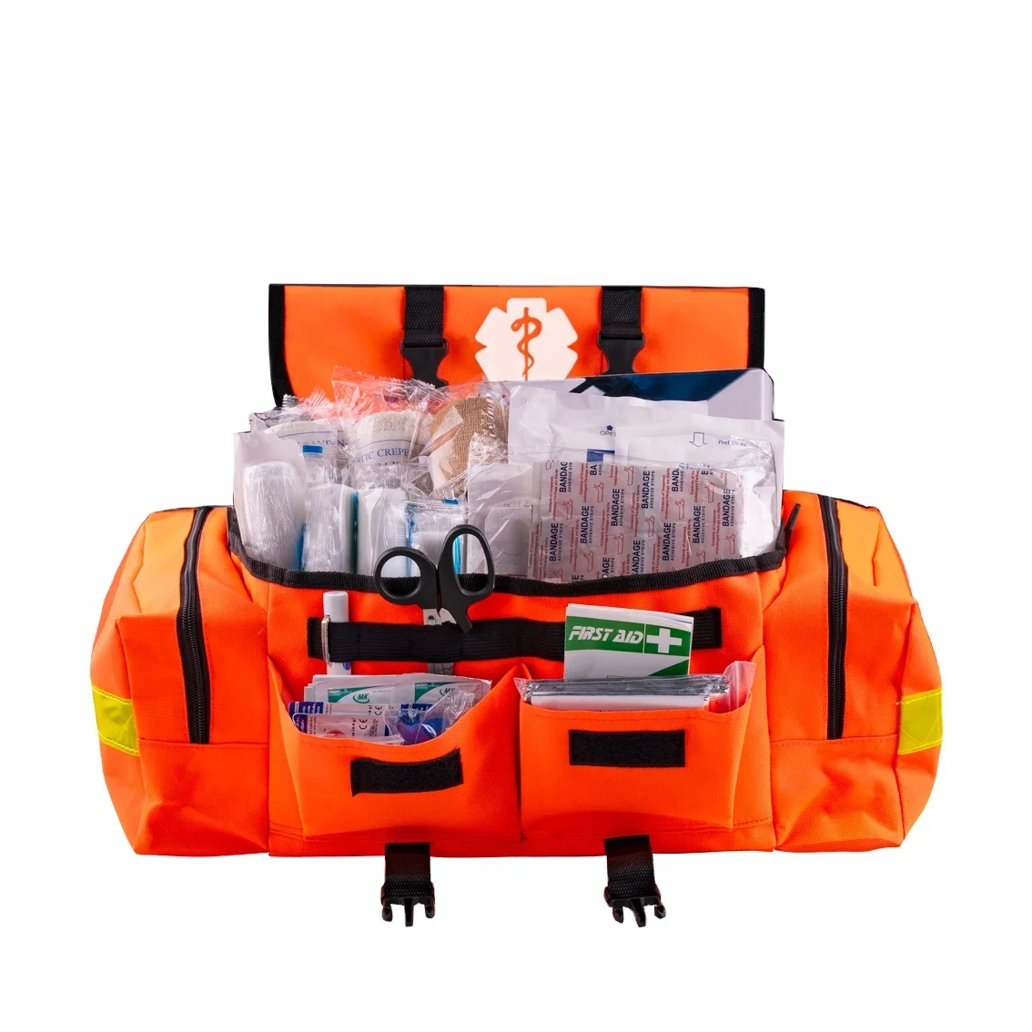 Orange complete  Disaster trauma first aid kit bags emergency response medical first aid kit with reflectors