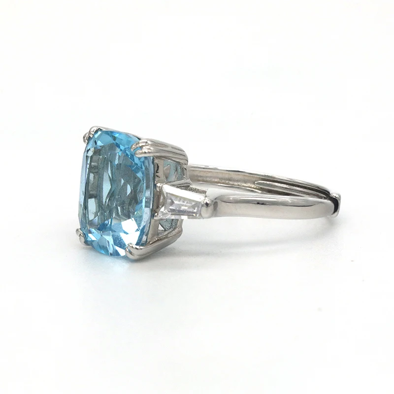 Silver 925 Swiss Blue Topaz Gemstone Rings Mens 18K Gold Plated Turkish Ring With Oval Gem Stone
