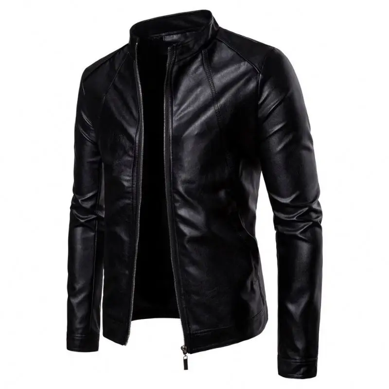 Fashion Designs Boys Classic Biker Jacket Motorcycle Pu Faux Leather Jacket for Mens blazer masculino slim fit Leather Coat