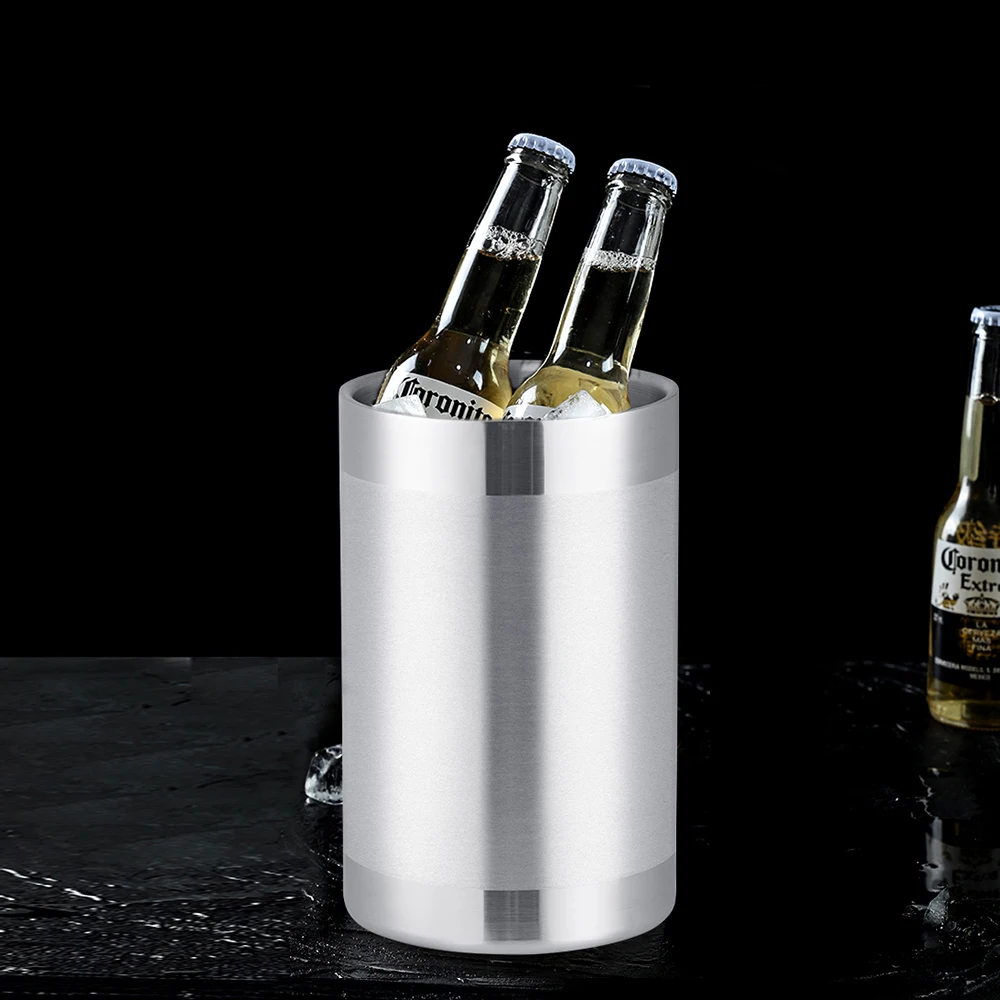 OUYADA Factory Direct Customized Logo 1.6L Double Wall Wine Insulated Ice Cooler Stainless Steel Metal Champagne Bucket