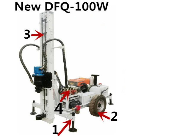 DFQ-100W Portable Borehole Drilling Machine Price Drilling for Groundwater 100m DFQ-100W Bore Well Drilling Rig 105-150mm Diesel