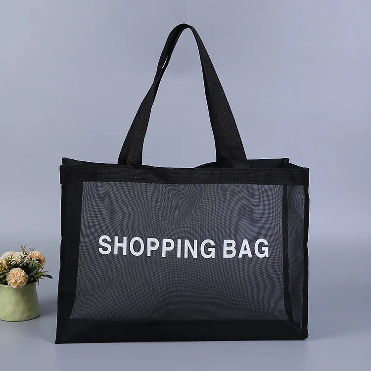 Высокое качество индивидуальный дизайн с логотипом многоразовая нейлоновая сетка пляжная сумка-тоут для покупок сетчатая сумка