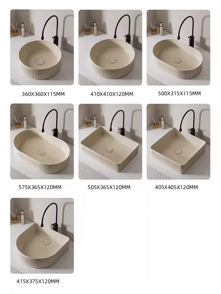 Cream style porcelain countertop Wash basins restroom sink washroom single basin balcony rectangular pot circular small sink