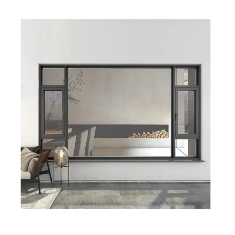 Hurricane Impact Aluminum Casement Windows Thermal Break  Window Double Toughened Glass With Screen Netting for house