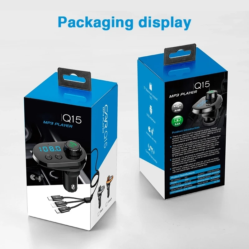  Автомобильное зарядное устройство Qc3.0 2021 Amazon оптовая продажа Oem/Odm новинка mp3-плеер Заводская Беспроводная зарядка Q15 беспроводное для телефона