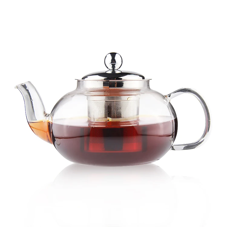 Hot Selling Useful Borosilicate Glass Tea Pot Christmas Gift Relax Blooming Tea Clear Glass Teapot With Infuser