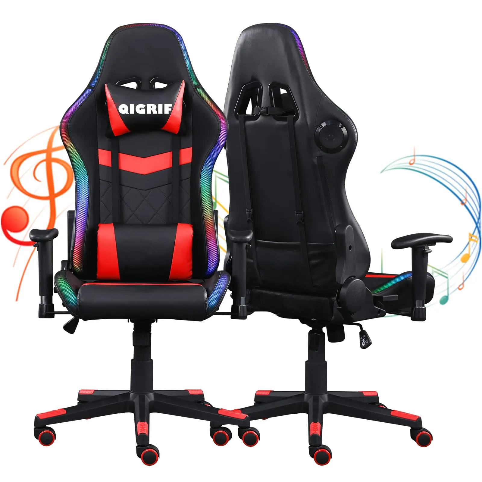 Эргономичное компьютерное настольное кресло RGB игровое с Bluetooth-динамиками светодиодные лампы