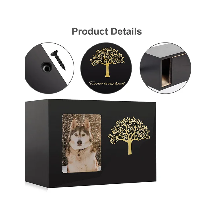 Youki  Pet funeral burial memorial picture frame pet urn wooden for dogs cats ashes
