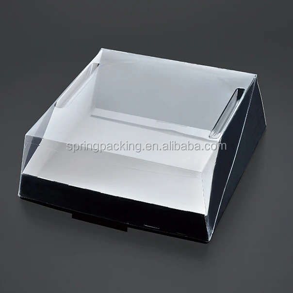 Hot sale Clear PET transparent lid with Paper base tray Cake box black box clear lid