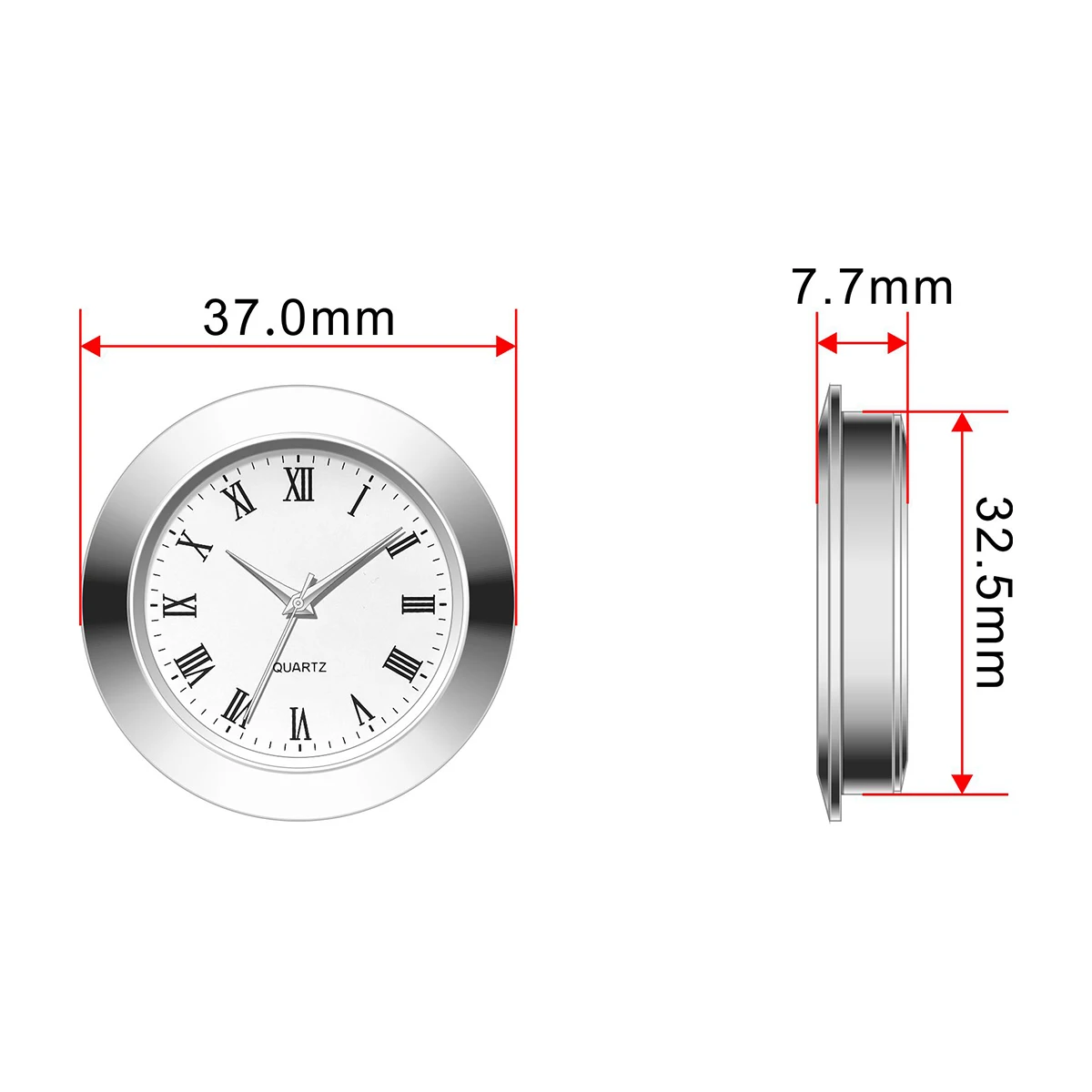 japanese movment and batterymini insert clock 25mm clock fit up quartz insertion watch