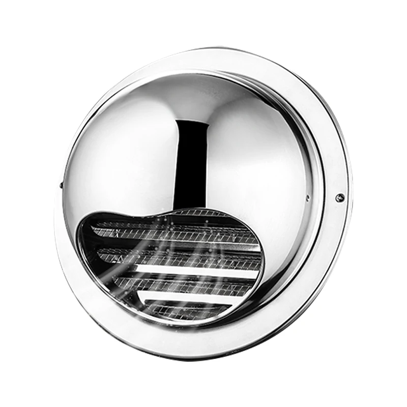 4 Inch Stainless Steel half 201 Exhaust Vent Waterproof Gas Seal Protective Automatic Supply Cowl Round Cap Kitchen Wall Vent