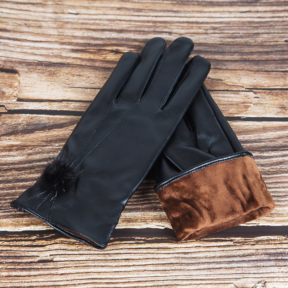 Manufacturer touch screen winter warm waterproof leather ski gloves custom Logo Long mitten gloves