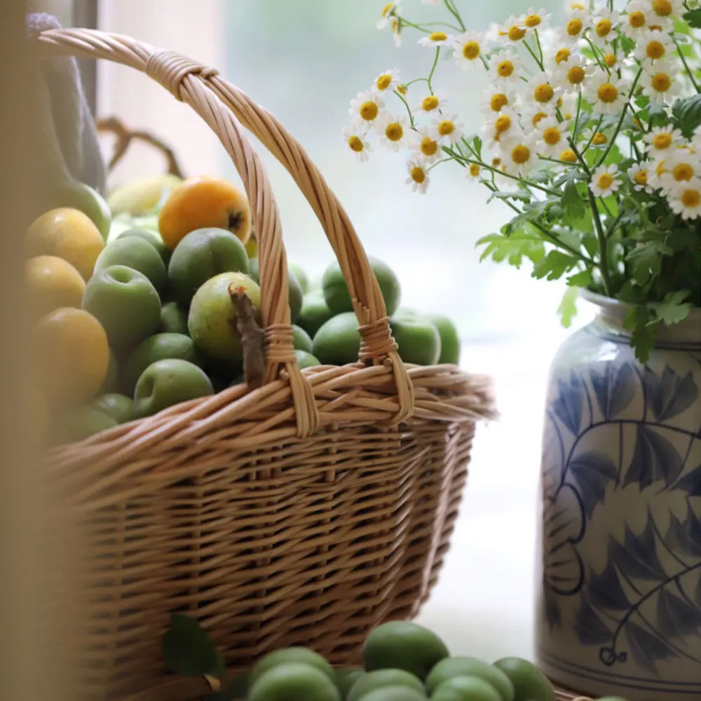 Hand-woven Wicker Willow Flower Baskets with Handles for Wedding Flower Arrangement