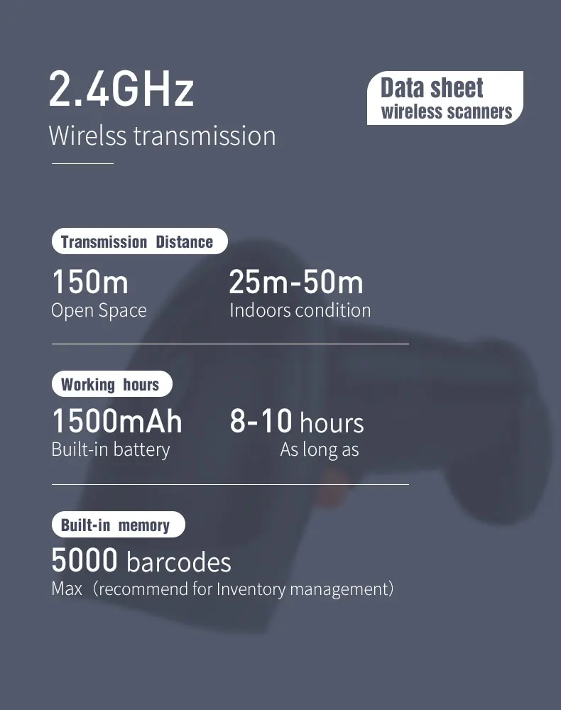 Портативный сканер штрих-кодов 1D с дисплеем для супермаркета и USB-интерфейса