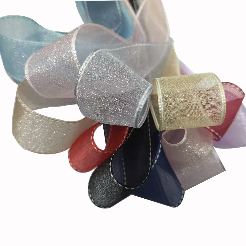 New Design High Sustainable Organza Ribbons Dot Edge Organza Ribbon 25MM for Gift Packing
