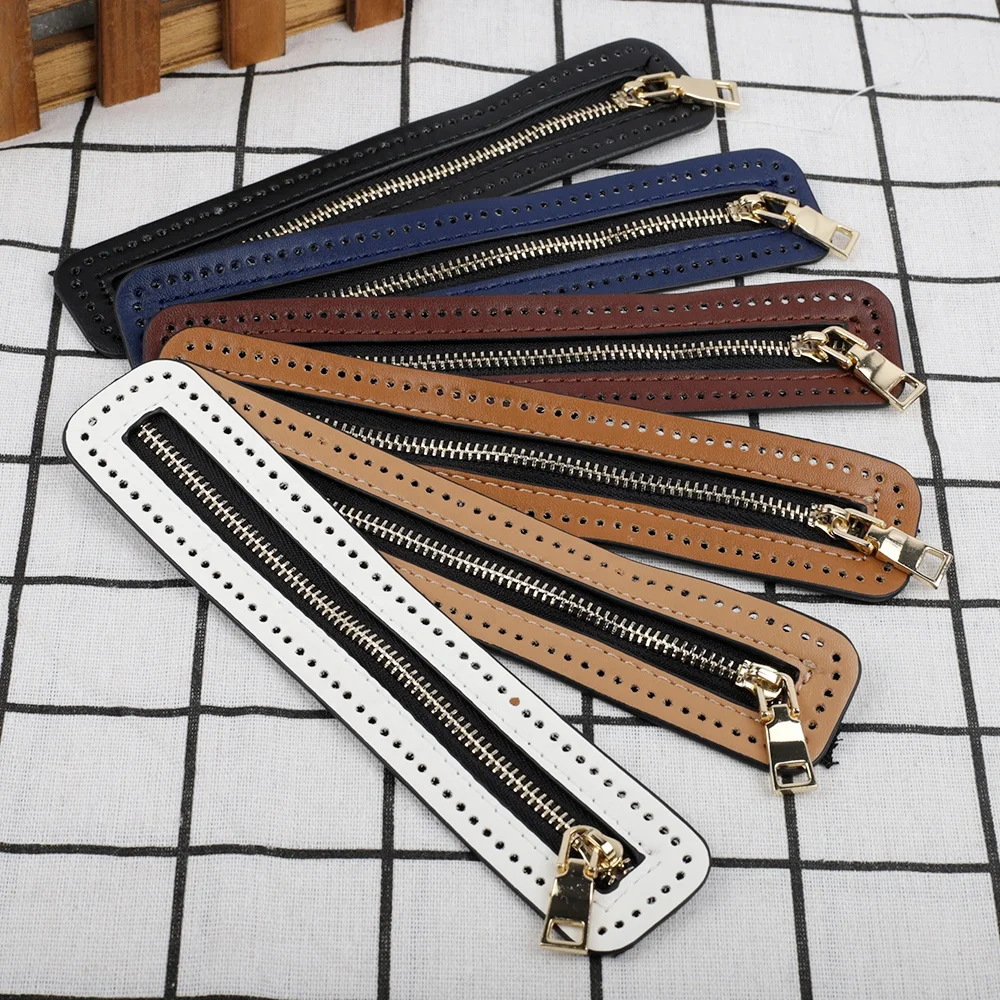 Hot selling Bag Accessories PU Leather Zipper Woven Bag Zipper Strip
