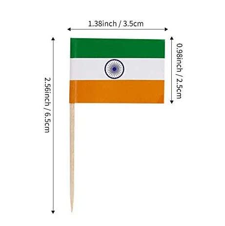 India Flag Indian Toothpick Flags, Small Mini Stick Cupcake Toppers Indian Flags
