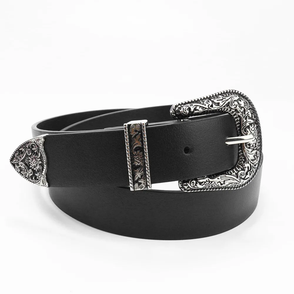 Luxury Design Retro Vintage Fashion 3 Pcs Set Western Buckle Classic Women Waist Belt