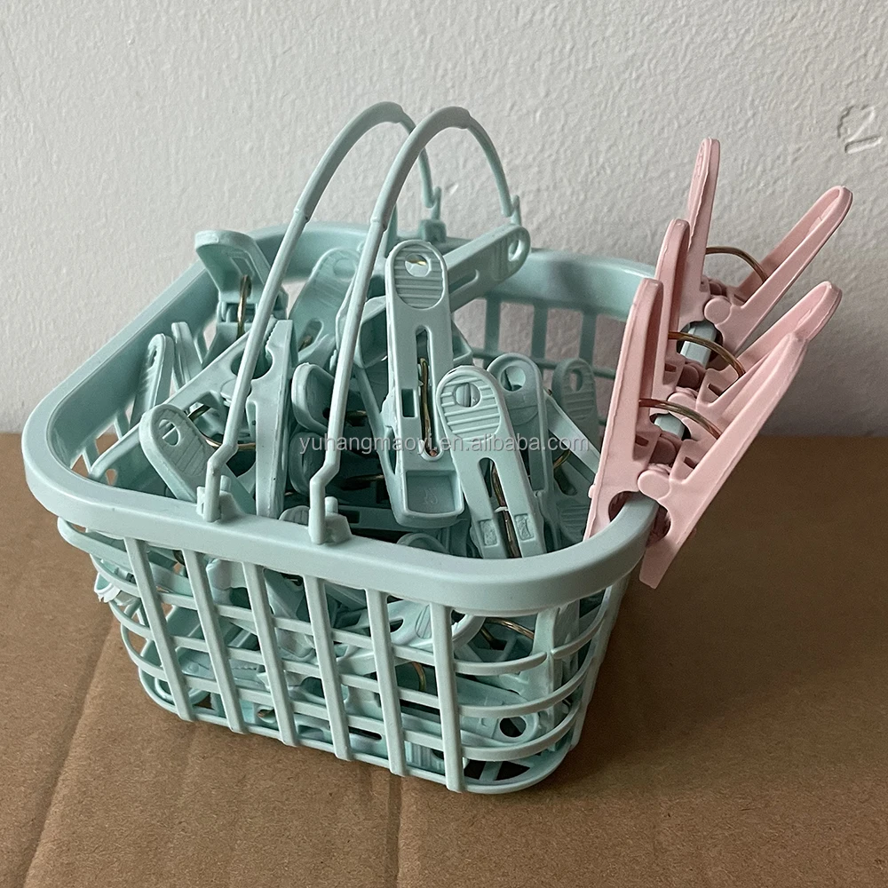 Cheap 30piece Plastic Clothespins Clothes Pegs Quilt Towel Clothes Pins 30pcs Hanger Windproof Clips With Basket
