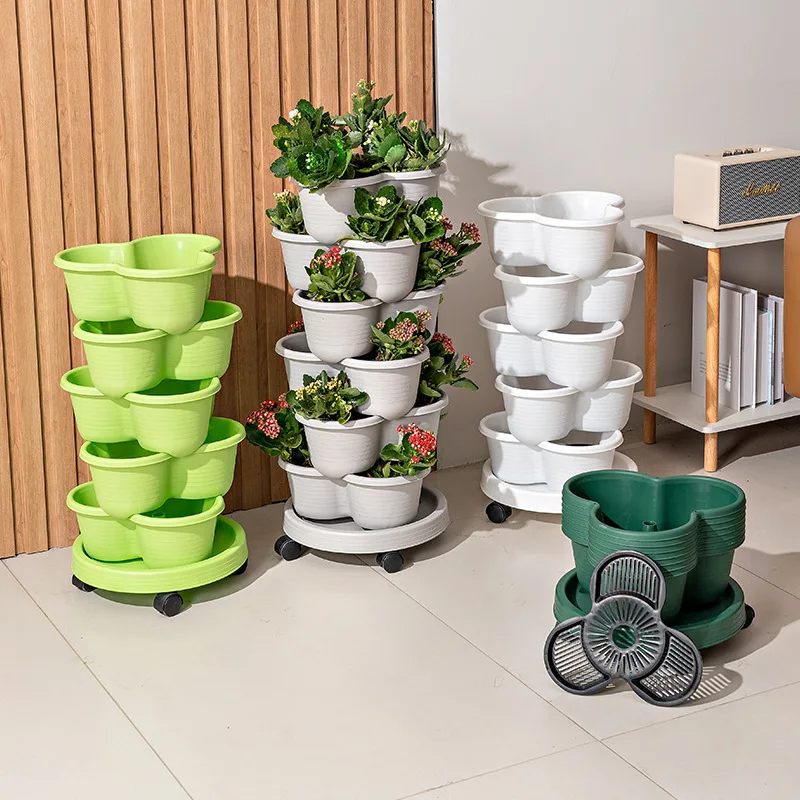 Planting Three-Dimensional Pots Can Be Hung With Multiple Layers Of Strawberry Pots Can Be Stacked And Three-Petal Flower Pots