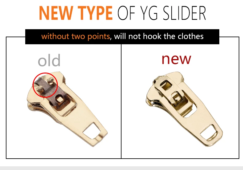 Professional YG Metal Slider Zip Runner YG Slider Puller For Jeans Custom Made Zipper Pull Body Auto Lock YG Zipper Head Slider