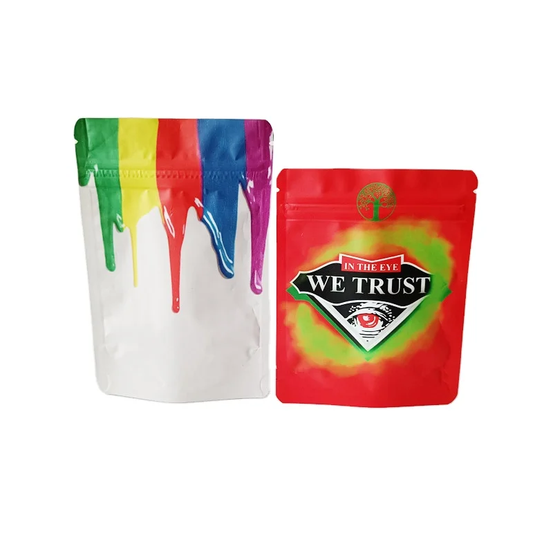 Custom printed matte stand up pouch aluminum foil 3.5g mylar bag candy tea coffee food packaging plastic bags with zip lock