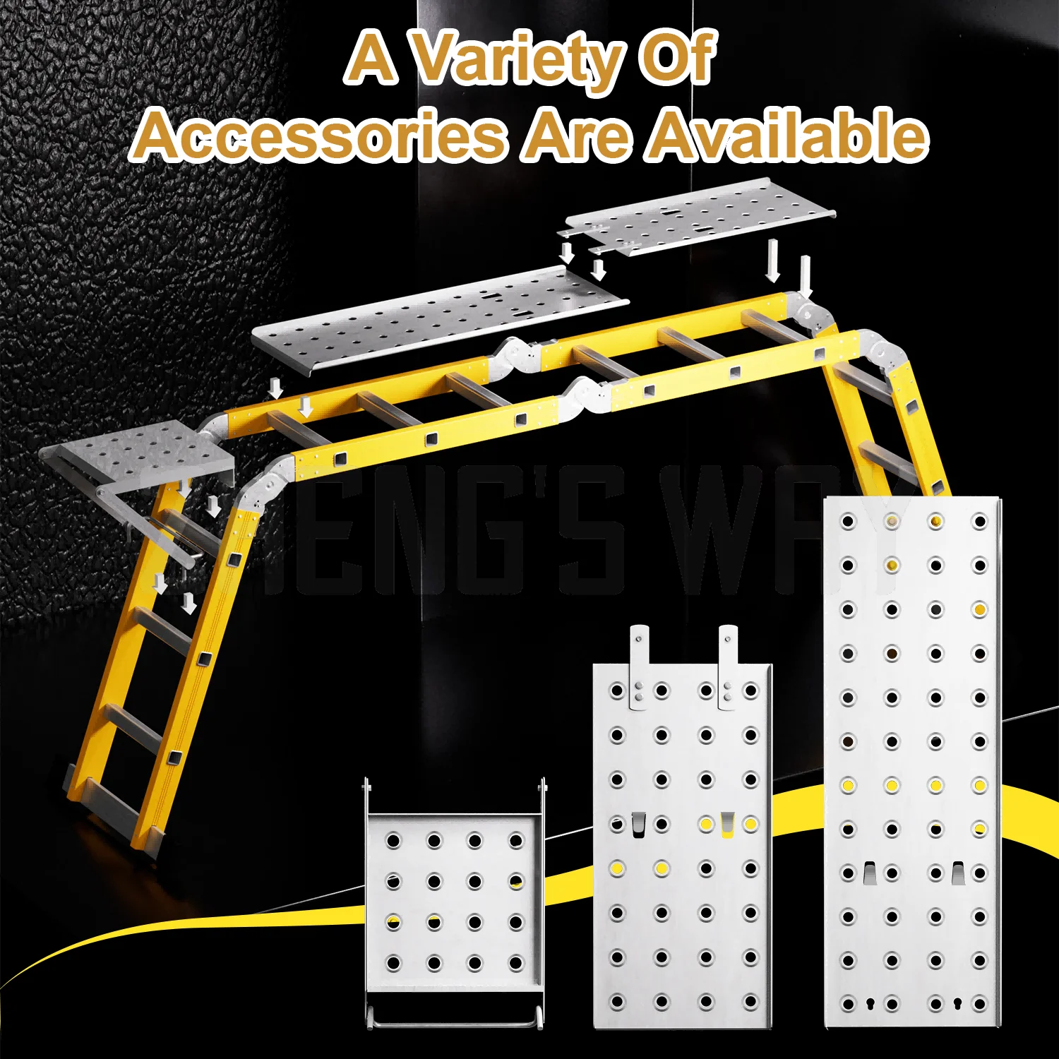 Modern Design Style Collapsible Combination Steel Ladder Industrial Design Multi-Functional Folding Ladders EN131