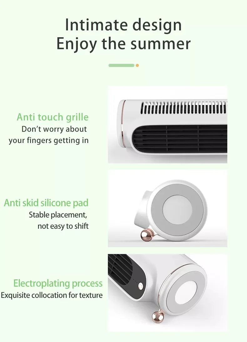 New Arrival Table mini tower Fan Type C Usb Portable Air Cooling Fan Smart Display Touch Desktop Cooler for office circulation