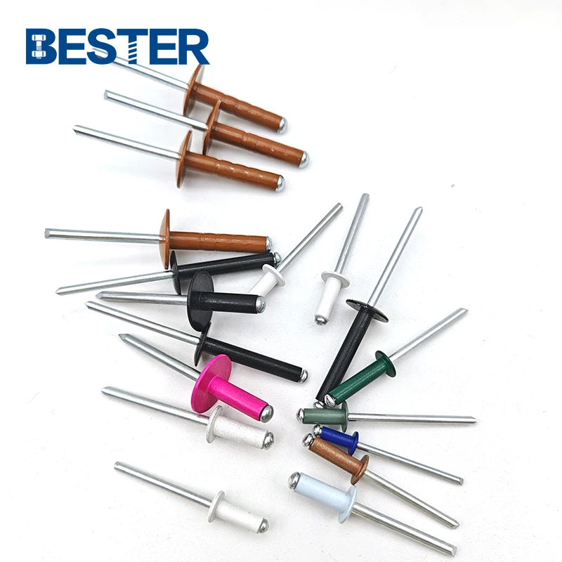 China manufacturer blind rivet pop rivet DIN7337 open ended dome head color painted aluminum blind rivet with good price