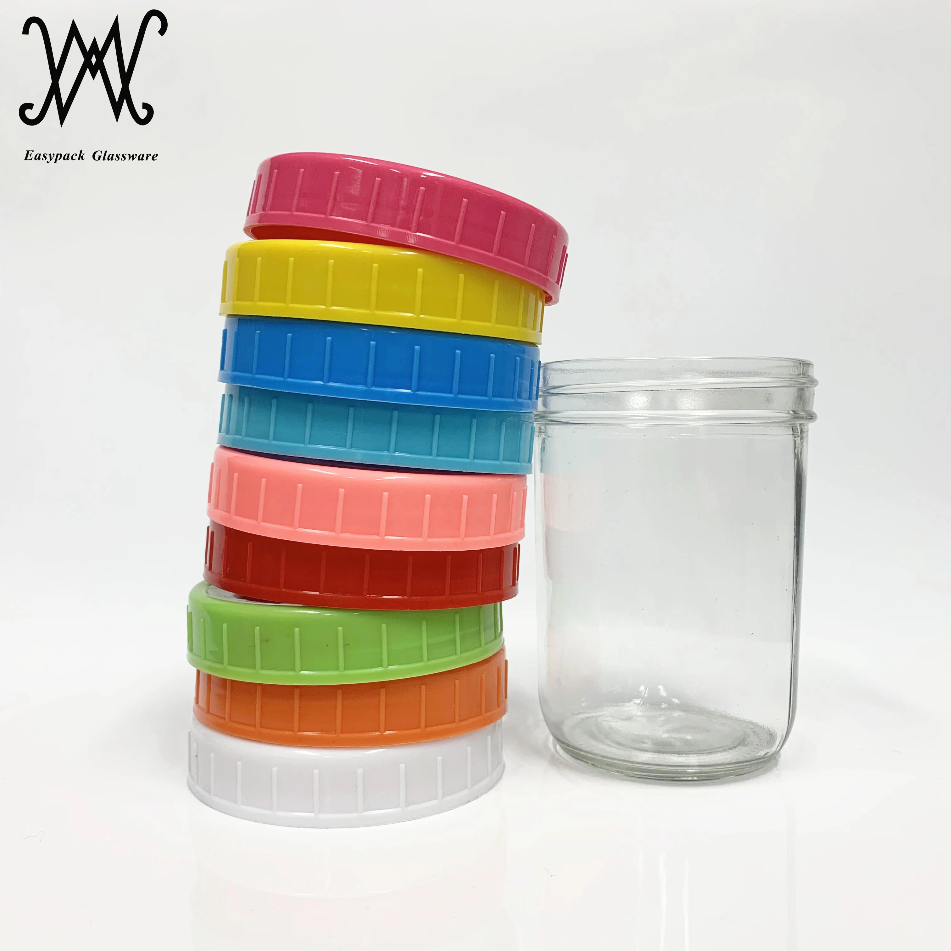 16 oz wide mouth glass mason jars with leak proof plastic lid