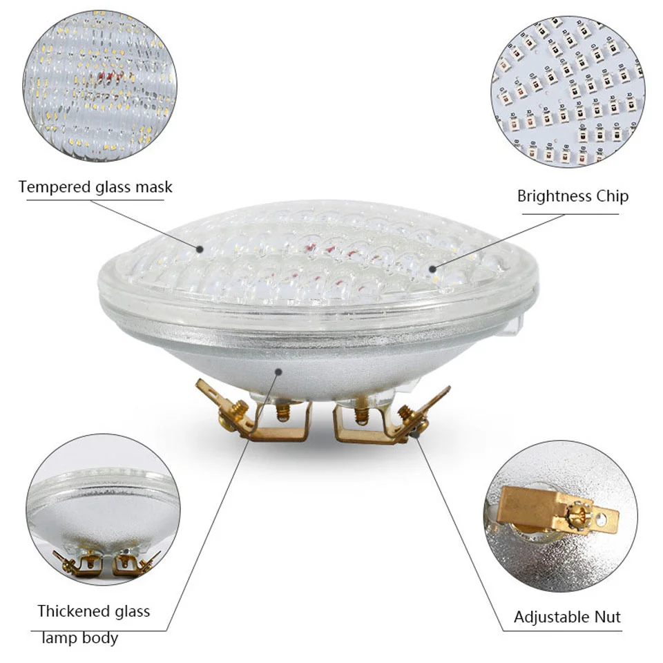 7W RGB LED Light Swimming Pool Bulb Light PAR36 GX53 Base Glass IP68 Underwater Landscape Pond Spa Lamp D111 White 2700K-7000K