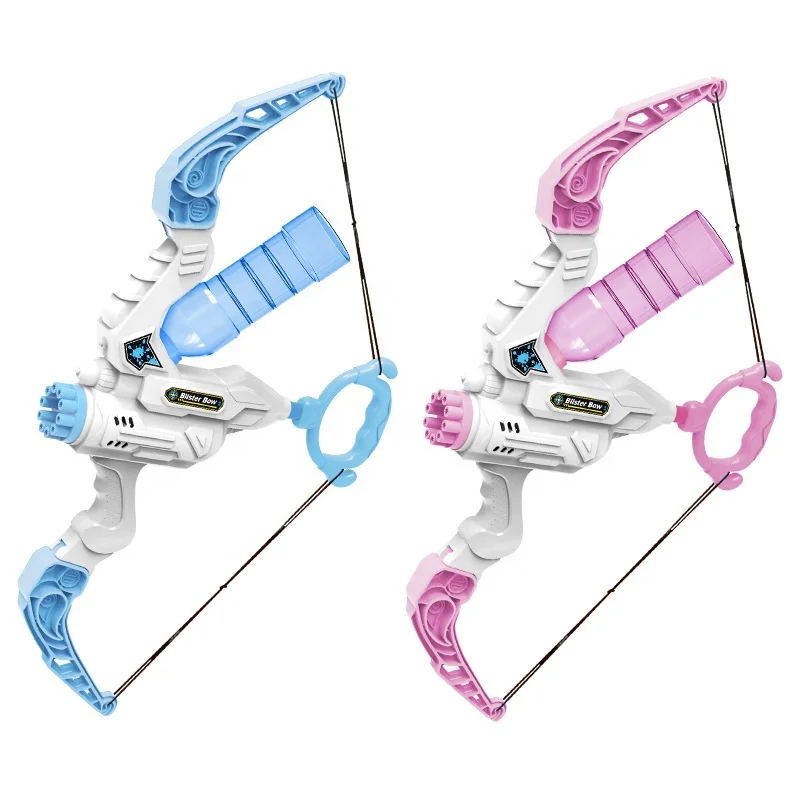 2 in 1 Bow and Arrow Bubble Gun toy Electric Double Use Bubble Launcher Light up water shooting toys for Kids bubble