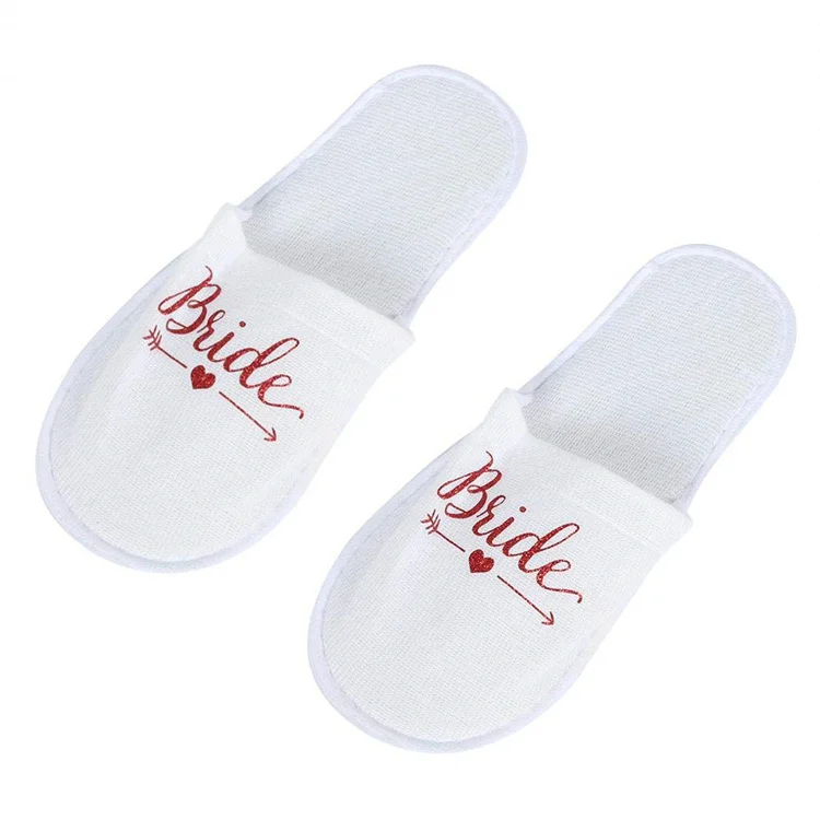 UG OEM LOGO Luxury Wedding Slippers non-woven fabrics OEM logo cheap bridesmaid Disposable Slippers