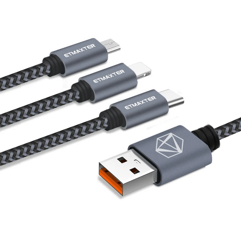 Кабель для быстрой зарядки 3 фута с разъемом Lightning Micro USB
