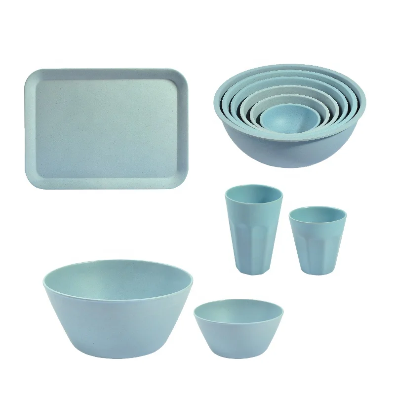 wholesale solid color tableware bamboo fiber kitchen set for dinner