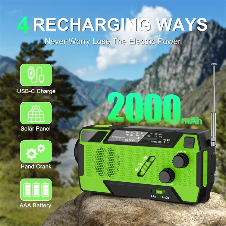 Earthquake Survival Siren Hand Crank Am/Fm/Noaa 2000MAH Crank Emergency Dynamo Radio Flashlight