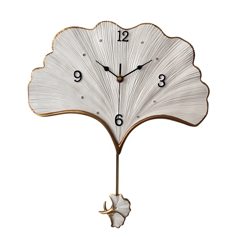 New Ginkgo Leaf Personality Creative Resin Household Silent Quartz decorate Wall Clock