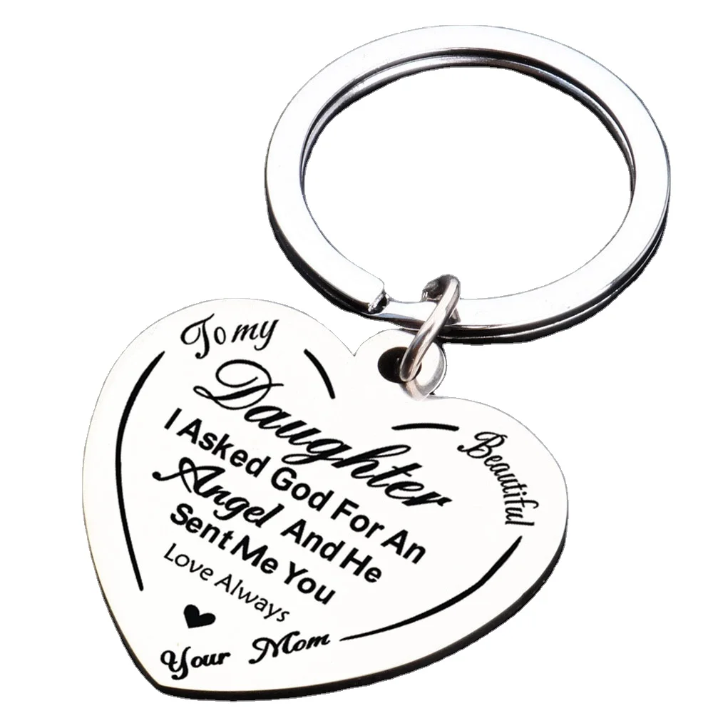 Stainless steel heart keychain engraved as a gift for my daughter