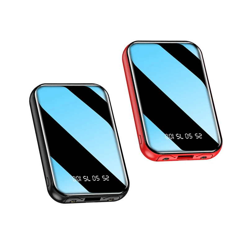 Ready to ship power banks 10000mah high quality power bank mini small power bank USB C USB ports mirror LED digital display