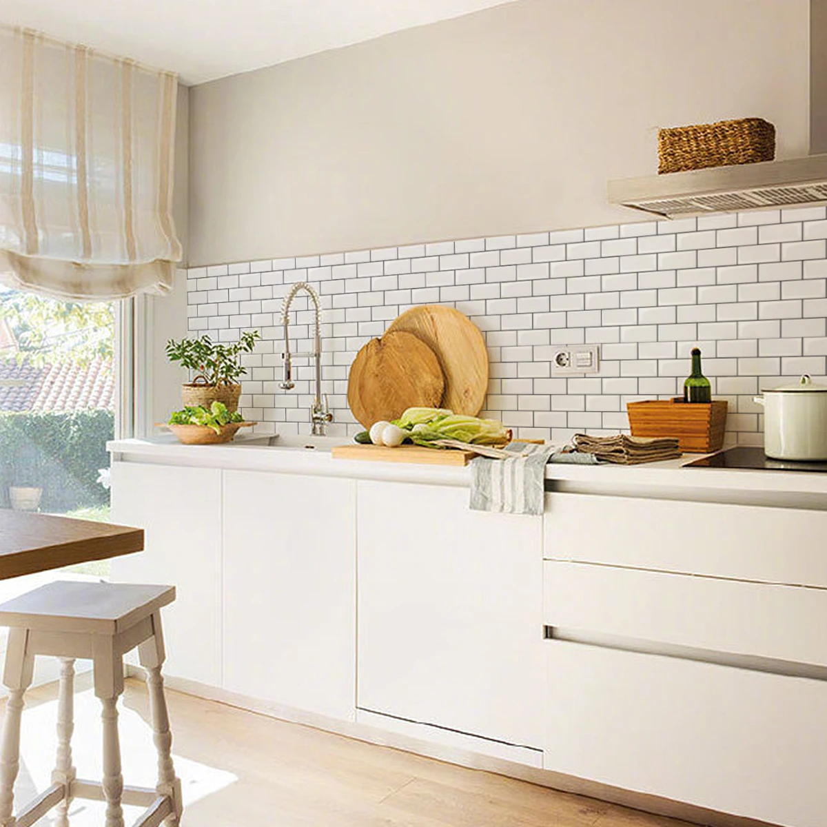 Subway Tile White Backsplash Waterproof Sticker for Bathrooms Tiles Wall Cover Self Adhesive Peel and Stick