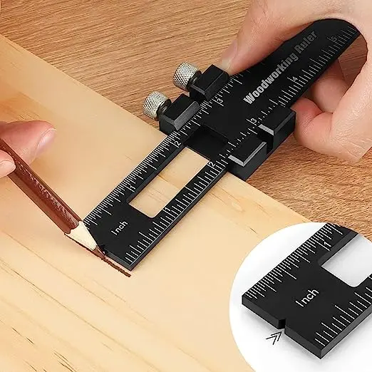 Popular Design 3Pcs Precision Pocket Metal Slide Rule Aluminum Alloy Ruler